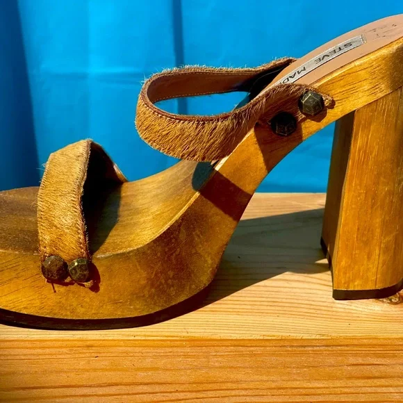 VINTAGE STEVE MADDEN WODDEN SANDALS SIZE. 6 - Picture 11 of 16